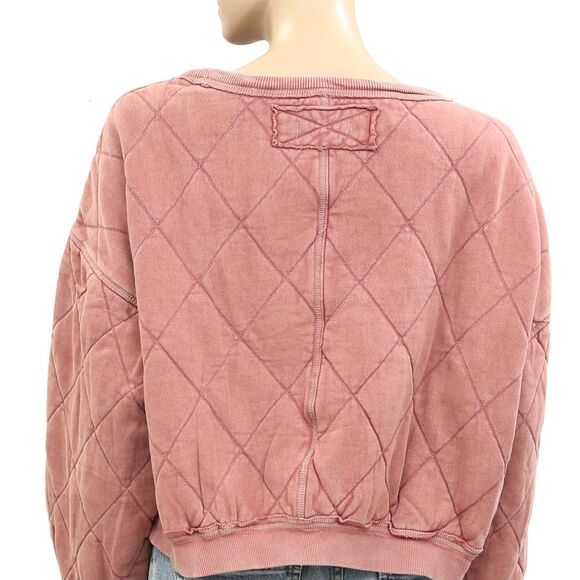 Free People We The Free Mirage Pullover Sweatshirt Top Diamond Quilted S 283932 - Picture 8 of 9